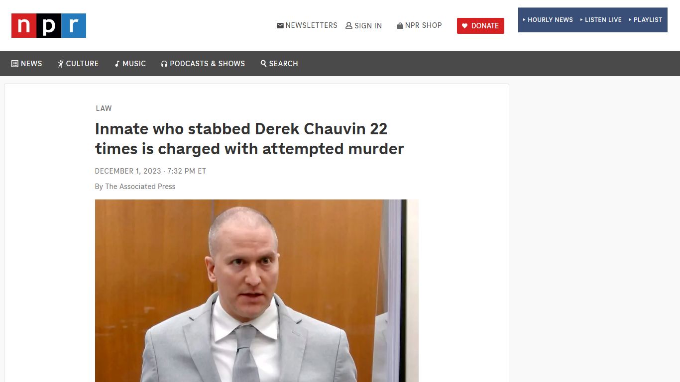 Inmate who stabbed Derek Chauvin charged with attempted murder ... - NPR