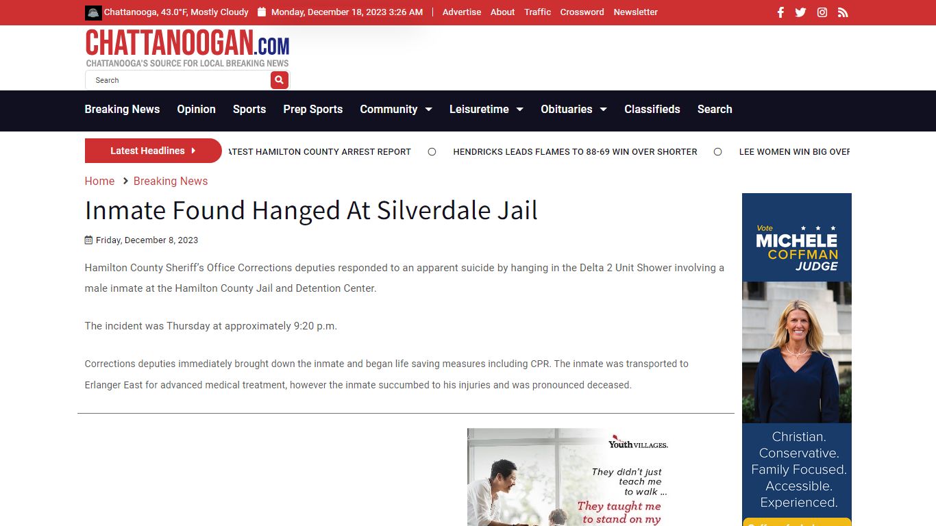 Inmate Found Hanged At Silverdale Jail - Chattanoogan.com